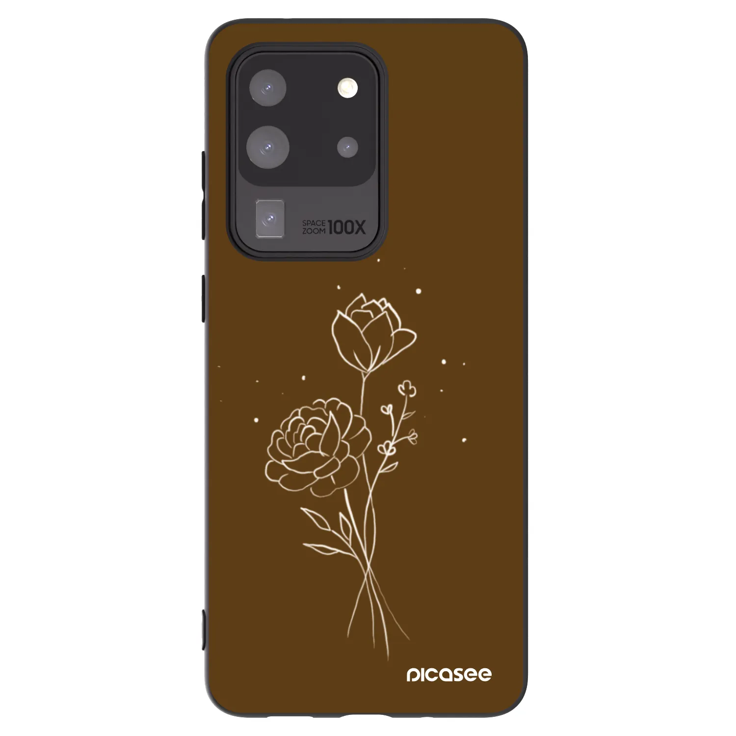 Picasee Samsung Galaxy S20 Ultra 5G G988F Hülle - Schwarzes Silikon - Brown flowers
