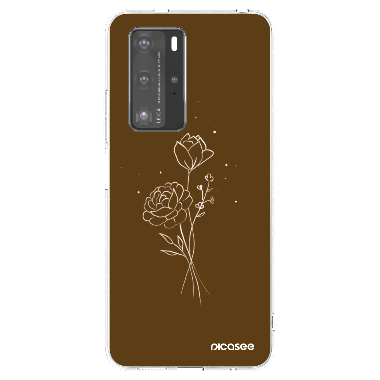 Picasee Huawei P40 Pro Hülle - Transparentes Silikon - Brown flowers