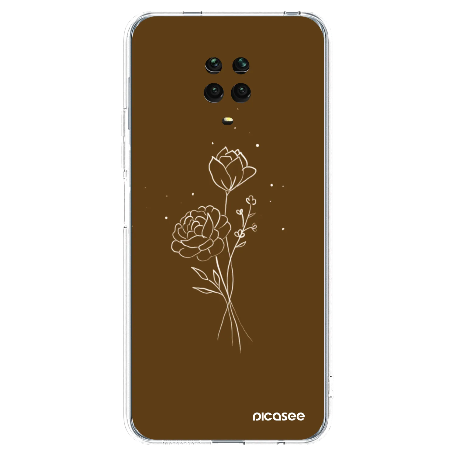 Picasee Xiaomi Redmi Note 9S Hülle - Transparentes Silikon - Brown flowers