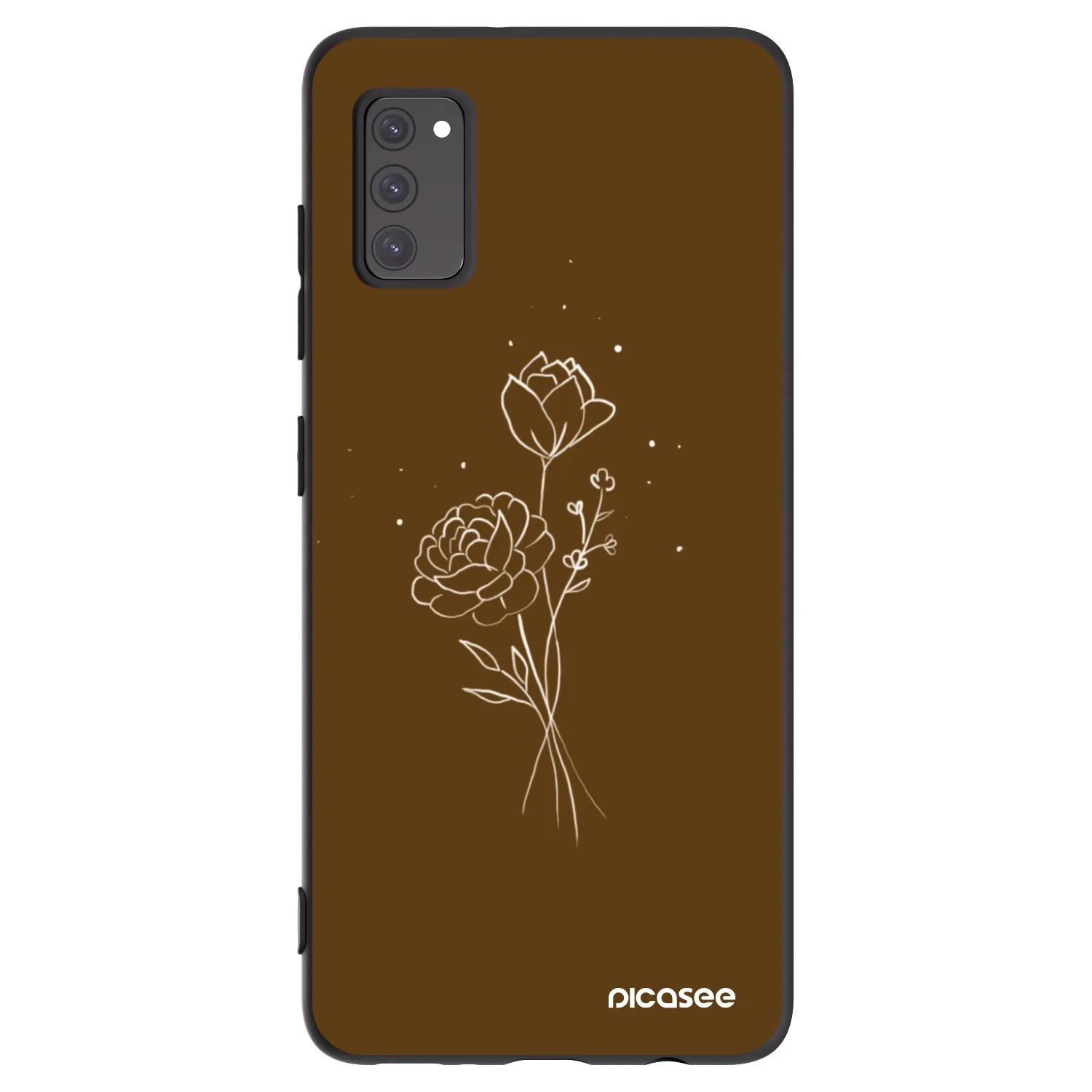 Picasee Samsung Galaxy A41 A415F Hülle - Schwarzes Silikon - Brown flowers