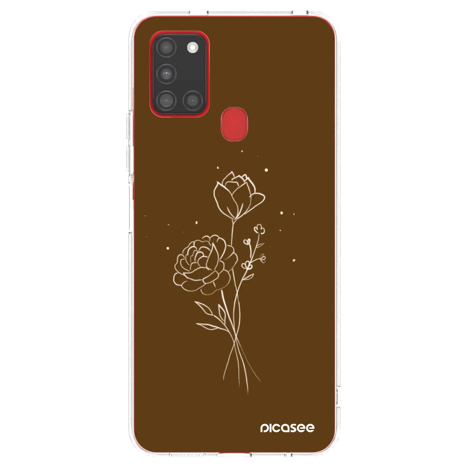 Picasee Samsung Galaxy A21s Hülle - Transparentes Silikon - Brown flowers