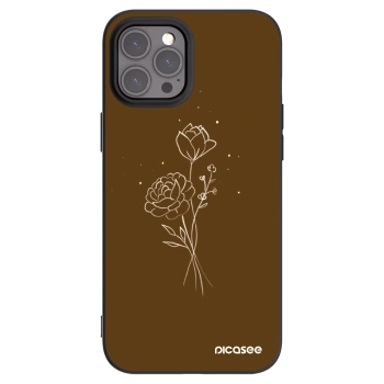 Picasee Apple iPhone 12 Pro Max Hülle - Schwarzes Silikon - Brown flowers