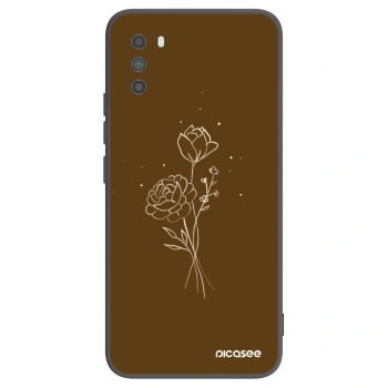 Picasee Xiaomi Poco M3 Hülle - Schwarzes Silikon - Brown flowers