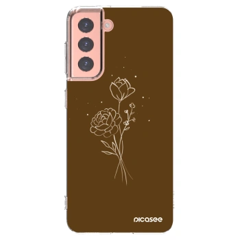 Picasee Samsung Galaxy S21 5G G991B Hülle - Transparentes Silikon - Brown flowers