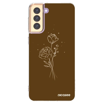 Picasee Samsung Galaxy S21+ 5G G996F Hülle - Transparentes Silikon - Brown flowers
