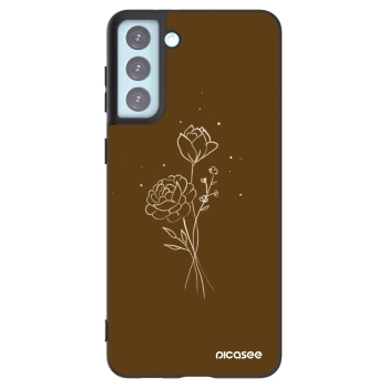 Picasee Samsung Galaxy S21+ 5G G996F Hülle - Schwarzes Silikon - Brown flowers