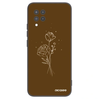 Picasee Samsung Galaxy A42 A426B Hülle - Schwarzes Silikon - Brown flowers