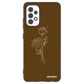Picasee Samsung Galaxy A32 5G A326B Hülle - Schwarzes Silikon - Brown flowers
