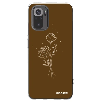 Picasee Xiaomi Redmi Note 10S Hülle - Transparentes Silikon - Brown flowers