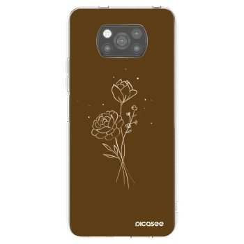 Picasee Xiaomi Poco X3 Pro Hülle - Schwarzes Silikon - Brown flowers
