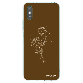 Picasee Xiaomi Redmi 9AT Hülle - Transparentes Silikon - Brown flowers