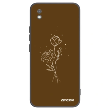 Picasee Xiaomi Redmi 9AT Hülle - Schwarzes Silikon - Brown flowers