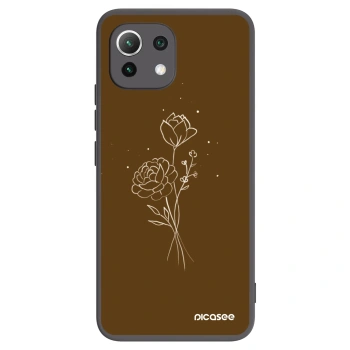 Picasee Xiaomi Mi 11 Lite Hülle - Schwarzes Silikon - Brown flowers