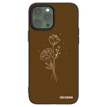 Picasee Apple iPhone 13 Pro Max Hülle - Schwarzes Silikon - Brown flowers