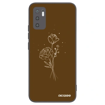 Picasee Xiaomi Redmi Note 10 5G Hülle - Schwarzes Silikon - Brown flowers