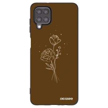 Picasee Samsung Galaxy M12 M127F Hülle - Schwarzes Silikon - Brown flowers