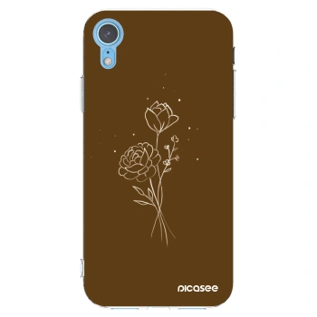Picasee Apple iPhone XR Hülle - Transparentes Silikon - Brown flowers