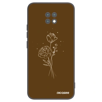Picasee Xiaomi Redmi Note 9T Hülle - Schwarzes Silikon - Brown flowers