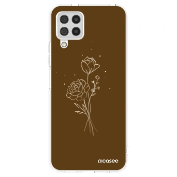 Picasee Samsung Galaxy A22 A225F 4G Hülle - Transparentes Silikon - Brown flowers