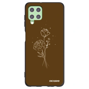Picasee Samsung Galaxy A22 A225F 4G Hülle - Schwarzes Silikon - Brown flowers