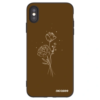 Picasee Apple iPhone XS Max Hülle - Schwarzes Silikon - Brown flowers
