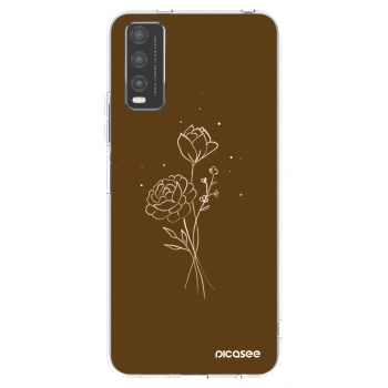 Picasee Vivo Y20s Hülle - Transparentes Silikon - Brown flowers