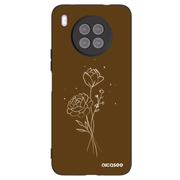 Picasee Huawei Nova 8i Hülle - Schwarzes Silikon - Brown flowers