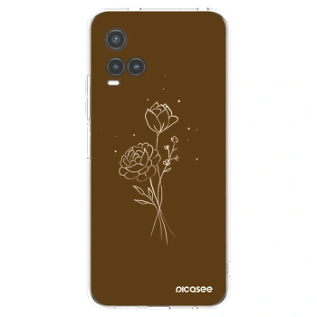 Picasee Vivo Y33s Hülle - Transparentes Silikon - Brown flowers