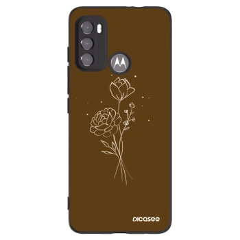 Picasee Motorola Moto G60 Hülle - Schwarzes Silikon - Brown flowers