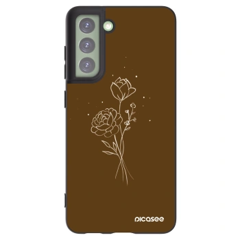 Picasee Samsung Galaxy S21 FE 5G Hülle - Schwarzes Silikon - Brown flowers