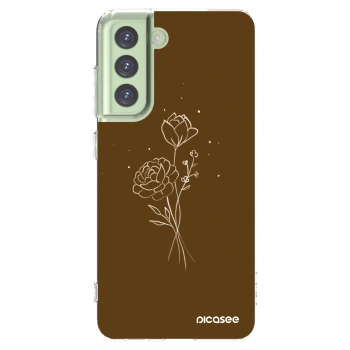 Picasee Samsung Galaxy S21 FE 5G Hülle - Transparentes Silikon - Brown flowers
