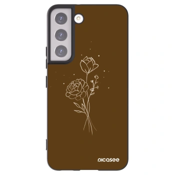 Picasee Samsung Galaxy S22 5G Hülle - Schwarzes Silikon - Brown flowers