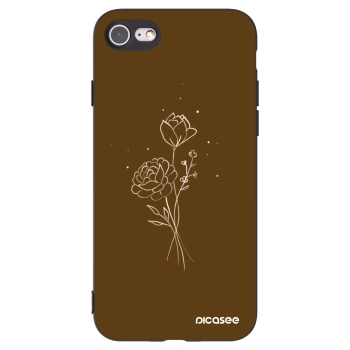Picasee Apple iPhone SE 2022 Hülle - Schwarzes Silikon - Brown flowers