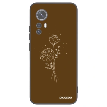 Picasee Xiaomi 12 Hülle - Schwarzes Silikon - Brown flowers