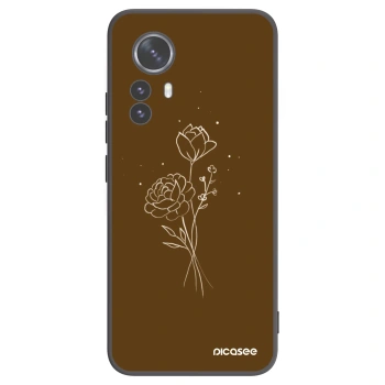 Picasee Xiaomi 12 Pro Hülle - Schwarzes Silikon - Brown flowers