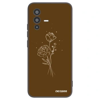 Picasee Vivo V23 5G Hülle - Schwarzes Silikon - Brown flowers