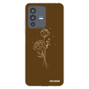 Picasee Vivo V23 5G Hülle - Transparentes Silikon - Brown flowers