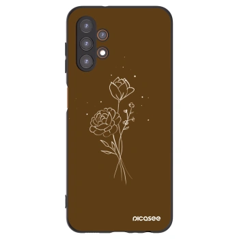 Picasee Samsung Galaxy A13 4G A135 Hülle - Schwarzes Silikon - Brown flowers