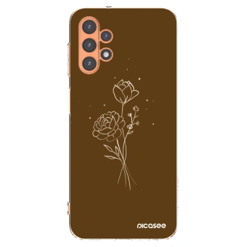 Picasee Samsung Galaxy A13 4G A135 Hülle - Transparentes Silikon - Brown flowers