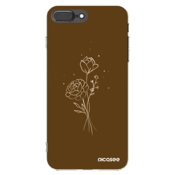 Picasee Apple iPhone 8 Plus Hülle - Transparentes Silikon - Brown flowers