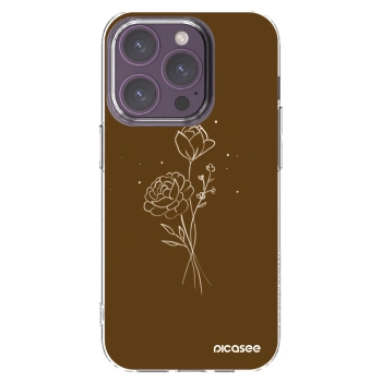 Picasee Apple iPhone 14 Pro Hülle - Transparentes Silikon - Brown flowers