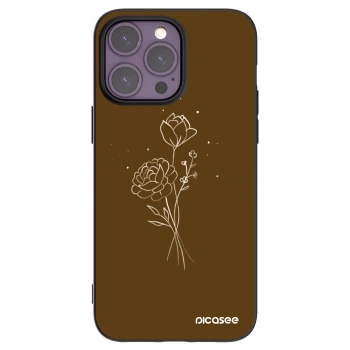 Picasee Apple iPhone 14 Pro Max Hülle - Schwarzes Silikon - Brown flowers