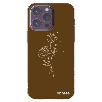 Picasee Apple iPhone 14 Pro Max Hülle - Transparentes Silikon - Brown flowers
