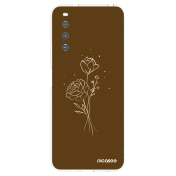 Picasee Sony Xperia 10 IV 5G Hülle - Transparentes Silikon - Brown flowers