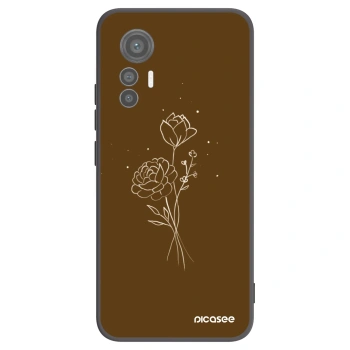 Picasee Xiaomi 12 Lite Hülle - Schwarzes Silikon - Brown flowers