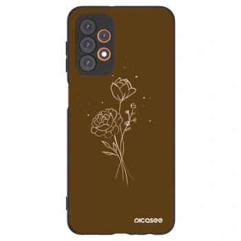 Picasee Samsung Galaxy A23 A236B 5G Hülle - Schwarzes Silikon - Brown flowers