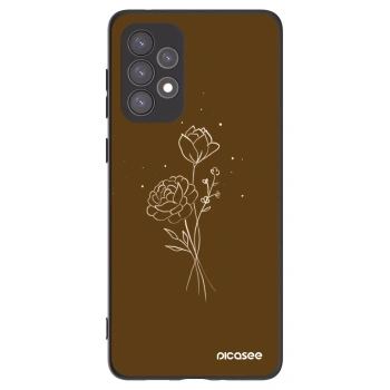 Picasee Samsung Galaxy A73 5G Hülle - Schwarzes Silikon - Brown flowers