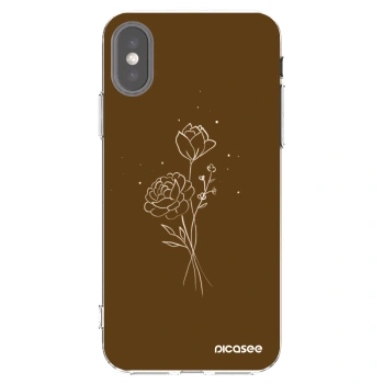 Picasee Apple iPhone X/XS Hülle - Transparentes Silikon - Brown flowers