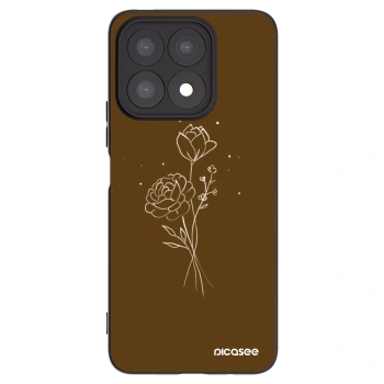 Picasee Honor X8a Hülle - Schwarzes Silikon - Brown flowers