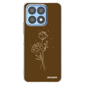 Picasee Honor X8a Hülle - Transparentes Silikon - Brown flowers
